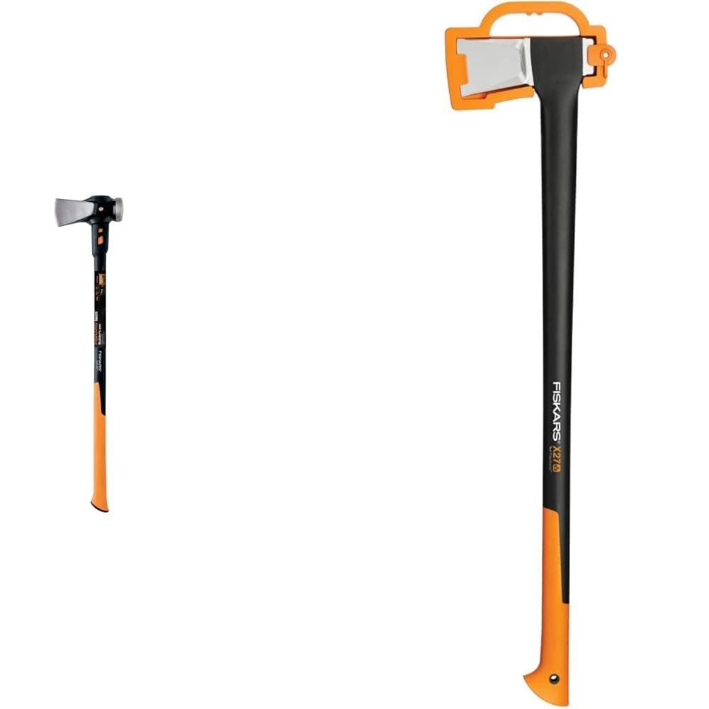 Fiskars Spaltaxt IsoCore XXL zum Spalten von Stammstücken oder zum Eintreiben 92 cm, 3,6 kg, Schwarz/Orange & Spaltaxt, Inklusive Klingen- und Transportschutz,: 96 cm, Antihaftbeschichtet