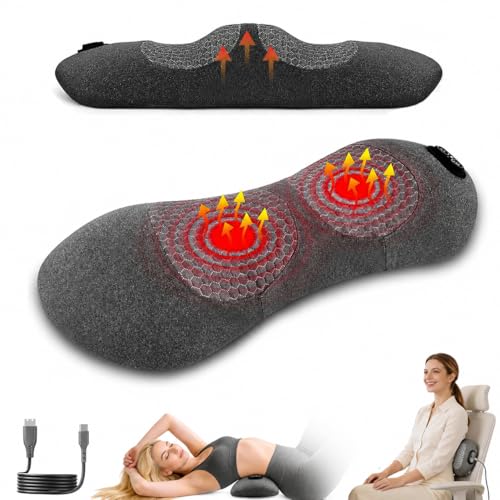 3-in-1 Electric Lumbar Support Pillow Triple Fusion Back Massager with Heat & Massage & Traction Back Massager for Pain Relief Deep Tissue Designed for Daily Back Relaxation and Spine Support