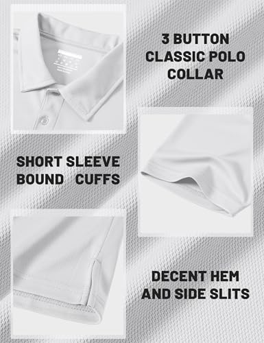 Image of MAGCOMSEN Men's Polo Shirts 3 Buttons Casual Work T Shirts Quick Dry Short Sleeve Golf Shirt Pique Jersey Outdoor Performance