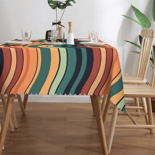 Nappe motif imprimé horizontal ondulé imperméable 137x183 cm lavable pour dîner - 3