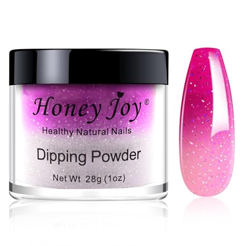 28g/Box Purple and White Temperature Color Change with Shine Glitter Dip Powder Nails Dipping Nails Long-lasting Nails No UV Light Needed, (W-No.1)