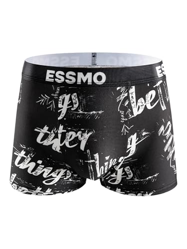 Men's Underwear Boxer Briefs Fly with Built-in 3D Pouch Comfortable Letter Print Underwear for Men