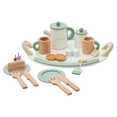 Teamson Kids Little Chef Frankfurt 20-pc. Wooden Play Kitchen Tea Party Accessory Set with Pretend Food and Cups Cover