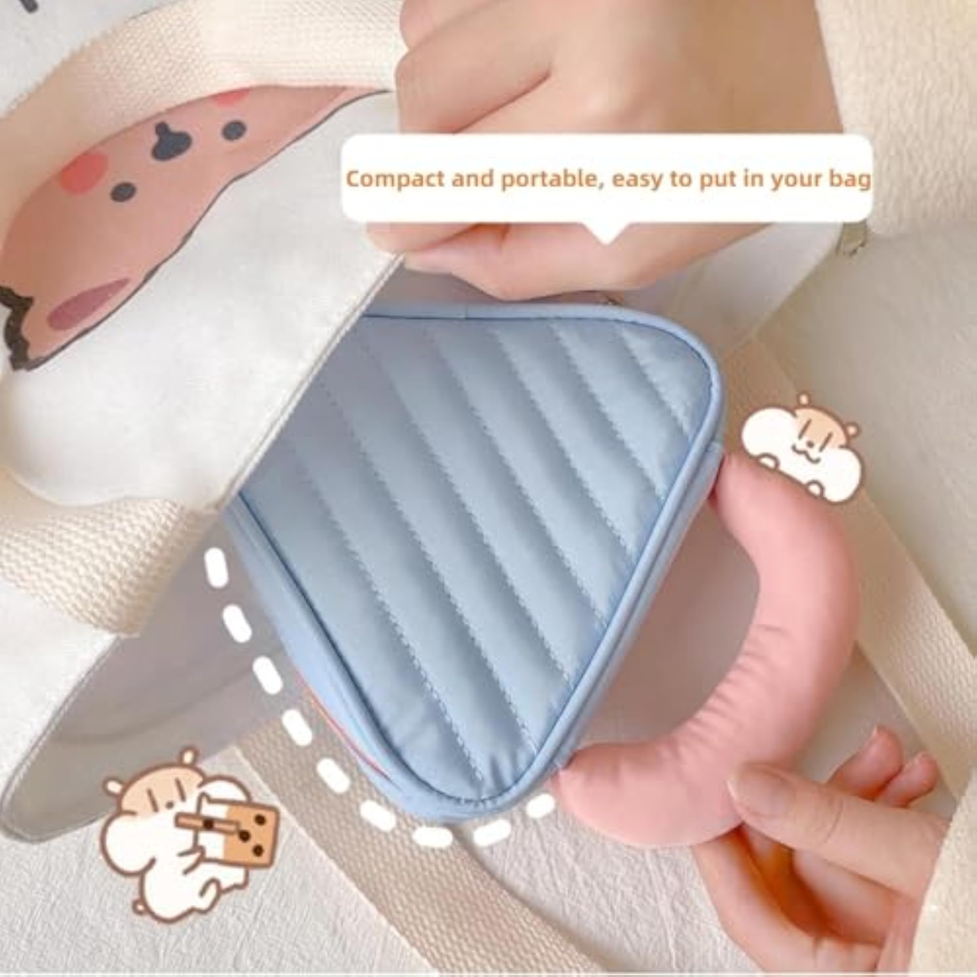 Portable Triangle Makeup Bag for Women, Large Capacity Cosmetic Pouch