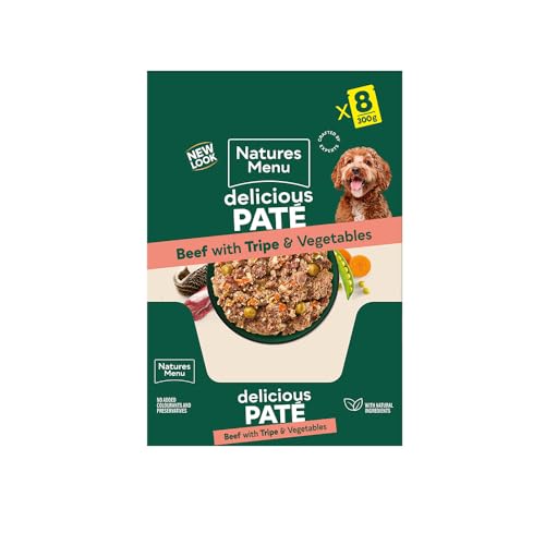 Natures Menu - Wet Dog Food - Pouches for Adult Dogs with Beef and Tripe - 8 x 300g