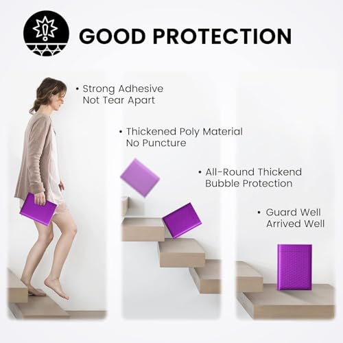 Image of Fuxury Bubble Mailers 6x10 inch 600 Pack Purple Padded Envelopes Usable 6x9 inch | Durable Mailing Envelopes Bubble Padded, Shipping Bags for Mailing,Packaging, Small Business, Boutique, Bulk #0
