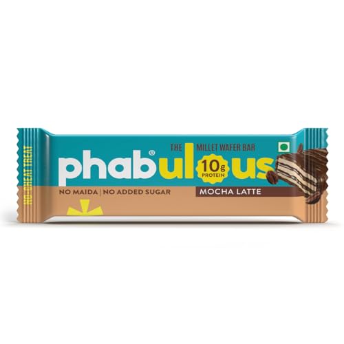 Image of Phab Protein Wafer Bar Mocha Latte Flavour - No Maida Only Millets (Bajra) | 10g Protein With No Added Sugar, No Preservatives, No Trans Fat | Gluten-Free Healthy Snack | Desk-to-Gym Snack