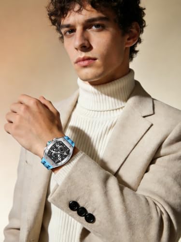 Image of TSAR BOMBA Mens Luxury Watch Watches for Men 50M Waterproof Japanese Quartz Movement Tonneau Stainless Steel Case Sapphire Glass with Chronograph Date Function Cool Unique Fashion Gift