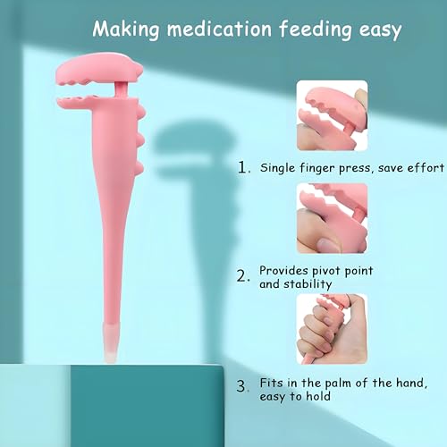 Image of Pet Pill Dispenser, Pet Piller Gun Oral Tablet Capsule,Silicone Syringes for Cats, Dogs and Small Animals (Pink-Pusher+Syringe)