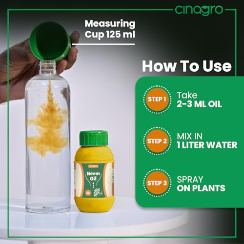 Image of Cinagro Cold Pressed Neem Oil Concentrate (250ml, Makes 60 Litre Spray) Organic, Water-Soluble, Plant Protector, Removes Mealybugs, Fungus & Insect Control for All Plants, Indoor & Outdoor Garden Use
