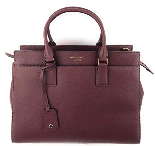 Kate Spade New York Cameron Saffiano Leather Large Satchel Convertible Crossbody Bag Purse Handbag (Cherrywood)