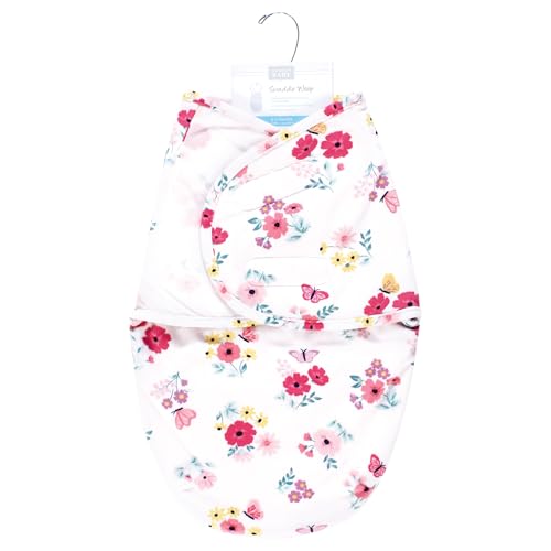 Image of Hudson Baby Infant Girl Plush Faux Fur Swaddle Wrap, Butterfly Floral, 0-3 Months
