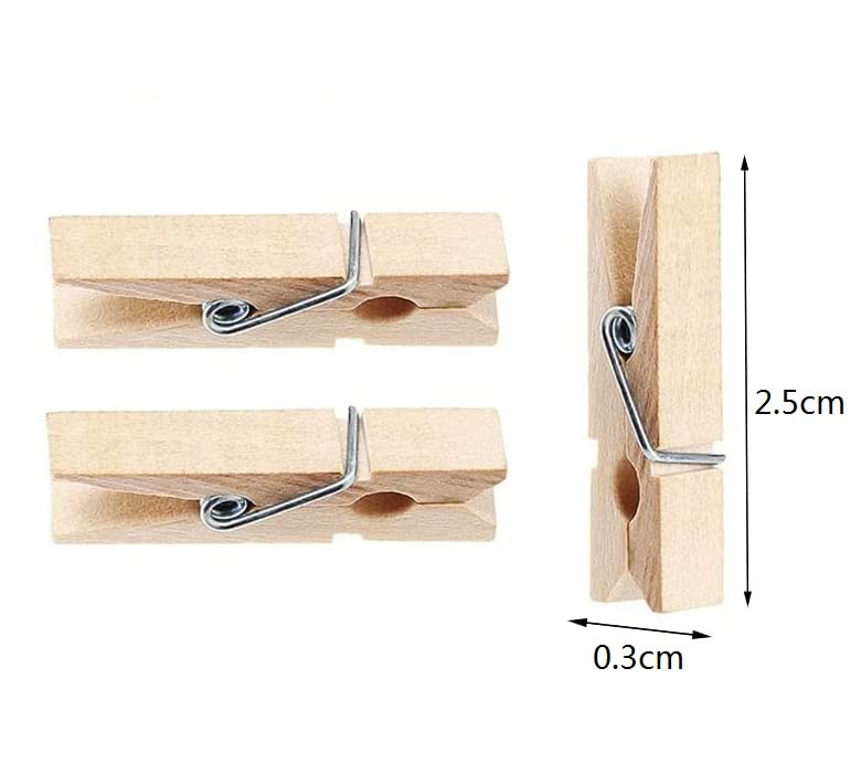 KOMUNJ Pack of 100 Mini Clothes Pegs Wooden Pegs Clothes Clips Made of Real Wood - Image 3