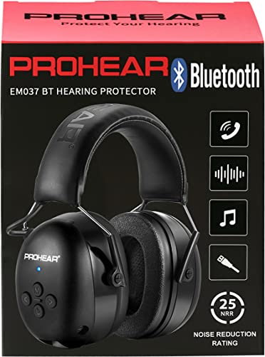 PROHEAR 037 Bluetooth Casque Anti Bruit, Musique Protection Auditive Rechargeable avec Sac Transport, Cache-Oreilles de Protection pour Tonte, Construction, Menuiserie, Loisirs, SNR 30dB, NRR 25dB Cover