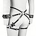 Womens Sexy PU Leather Body Harness Set Adjustable Waist Belt Thigh Straps Wrist Cuffs Gothic Punk Lingerie Outfit Clubwear Valentine's Day Party Accessories Gift for Couples Adults