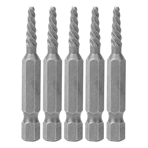 Holigie Screw Extractor, Bolt Extractor 5PCS Hex Silver High Speed Steel 50mm, Easy out Screw Extractor Set for 8.8-12.9 Grade Damaged Broken Bolts Screws