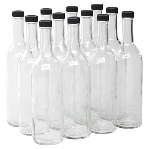 North Mountain Supply Glass Bordeaux Wine Bottles, 750ml, Case of 12, Clear