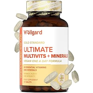 Vegan Multivitamins & Minerals by Wellgard – Vegan Multivitamin Tablets for Men and Women with 24 Essential Active Vitamins & Minerals, Made in UK