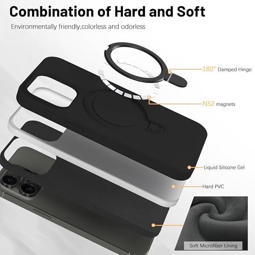 IAIYOXI Case for iPhone 11 Case with Magnetic Invisible Stand - MagSafe Compatible, Military Drop Tested, Shockproof Silicone Cover for Women and Men (6.1", 2019) - iPhone 11, Black by IAIYOXI - Image 4
