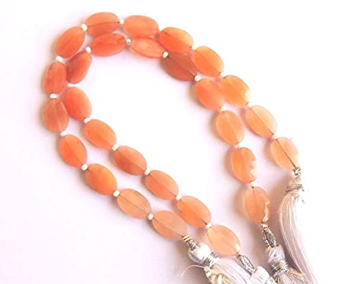 LKBEADS Brzoskwiniowy kamień księżycowy owalny fasetowany bardzo wysokiej jakości owalne koraliki 18 cm długi sznurek 7-11 mm