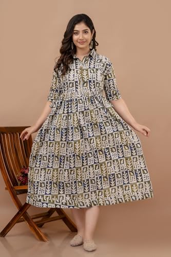 Image of Maternity Feeding Anarkali Kurti Dress for Women | Cotton Nursing Kurta with Both Side Zippers | Pregnancy & Nursing Wear | Comfortable Ethnic