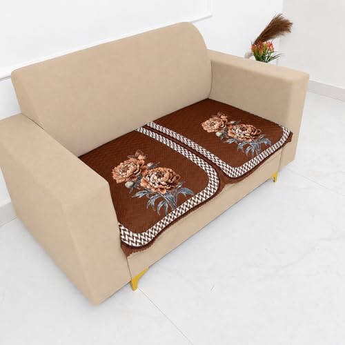 Image of Homerz 'Brooklyn Series' Premium Sofa Cover | Quilted Floral Design | Non-Slip Washable Sofa Protector | Soft Anti Slip Fabric (Ny Mustard, 2 Seater, Only Seat Cover)