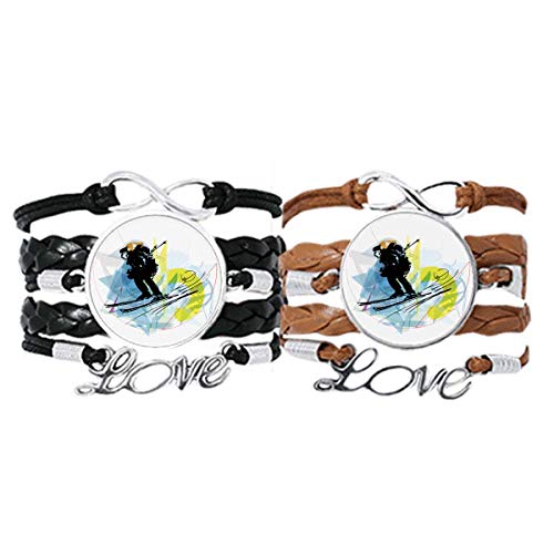 Pulsera de cuero de esquí acuático ajustable para deportistas y parejas