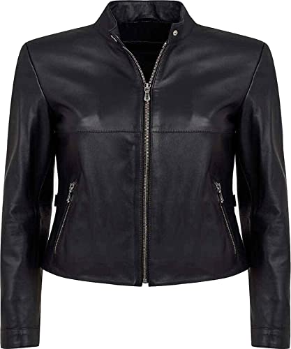 Veste en cuir pour femme en agneau souple noir finis les blousons rigides