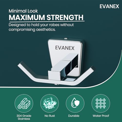 Image of EVANEX Rob Hook, 304 Grade Stainless Steel, Wall Towel Hooks Coat Hook, Chrome Robe Hook, Door Hanger Towel Robe, Clothes Cabinet Closet Sponges Hook for Bathroom & Kitchen (Selvi)