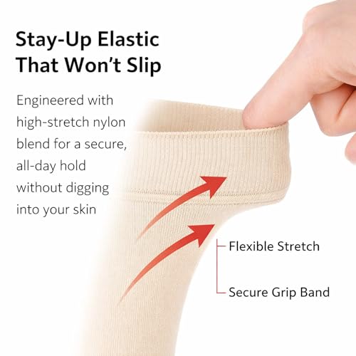 Image of Diamond Star Women's Trouser Socks, Opaque Knee High Nylon Socks, Stretchy Comfort Fit for Work and Casual, 6 Pairs