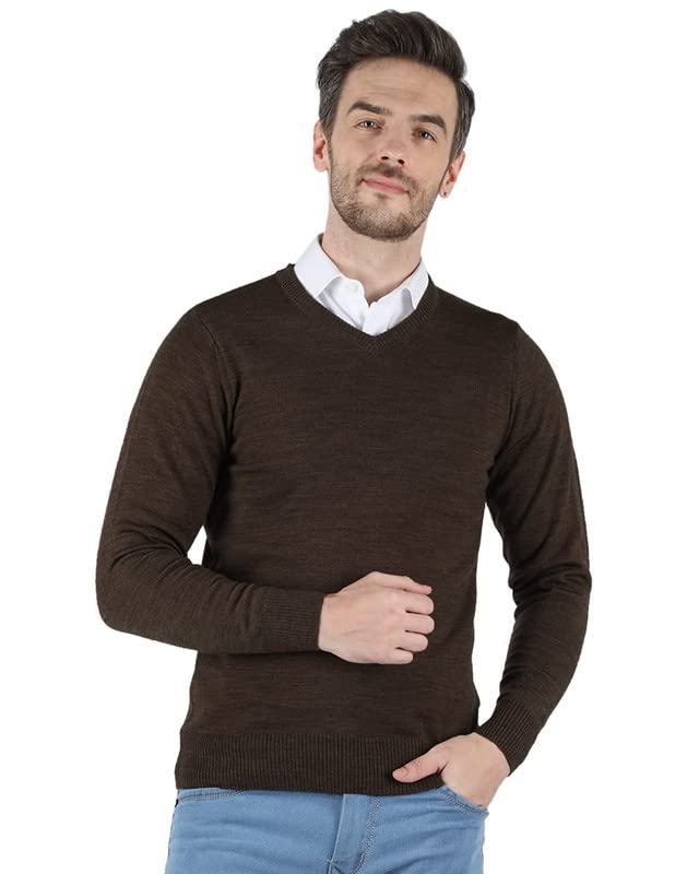 manra Men Pullover V-Neck Solid Plain Full Sleeve Casual Wear Sweater-picture-46