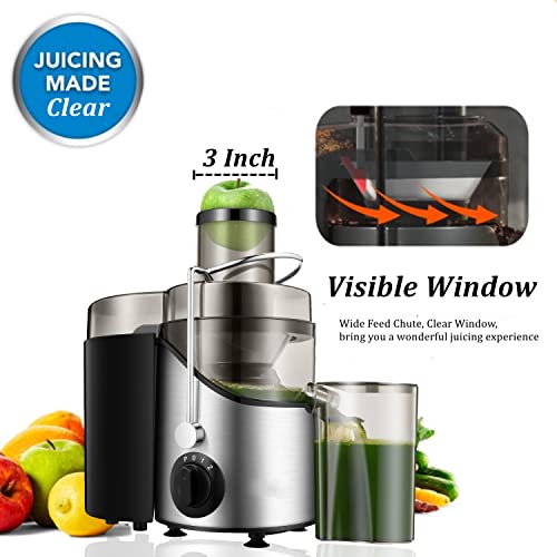 Bjyx Juicer Machines, 400W 3 Inches Juicers Whole Fruit And Vegetable, 304 Stainless Steel Centrifugal Juicer , Juice Recipe Included #TOP1