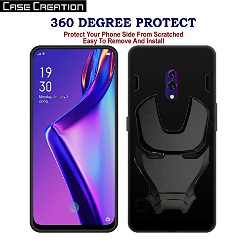 Image of COVERLY Official 3D Touch Feel Trending Avengers Logo Mask Soft Rugged Grip Silicone Iron Man Super Power Cartoon Movie Engraved Silicone Matte Back Cover for Oppo K3 -HD Black Avenger