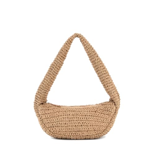 Bolso tejido de paja para mujer, estilo hobo