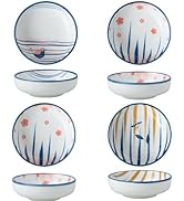Trifecta Ceramic Sauce Dish Set of 4 Soy Sauce Dipping Bowls Appetizer Plates Side Dishes Serving...
