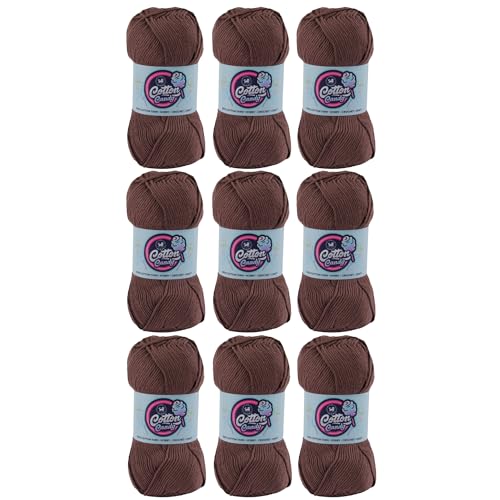 Image of NESTNHAVEN Cotton Candy 100% Cotton Yarn - (100g, 185 Meters) - Luxury Yarn for Crochet, Amigurumi, Embroidery, Toys, Garments, Flowers and Hobby, Projects. (Dark Brown) | (900 Gm)