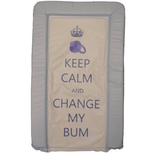 Matelas A Langer Bébé "Keep Calm & Change My Bum" Bleu Garçon Doux au Toucher Cover