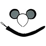 SeasonsTrading Gray Black Mouse-A-Like Ears Headband & Tail Costume Set Cute Kit