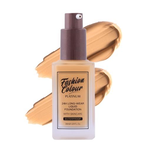 Image of Fashion Colour Platinum 24H Long-Wear Liquid Foundation With Skincare | Professional Use | Waterproof Formula | Silky Texture | Foundation for Women Dry Skin | (SUNSET, 30g)