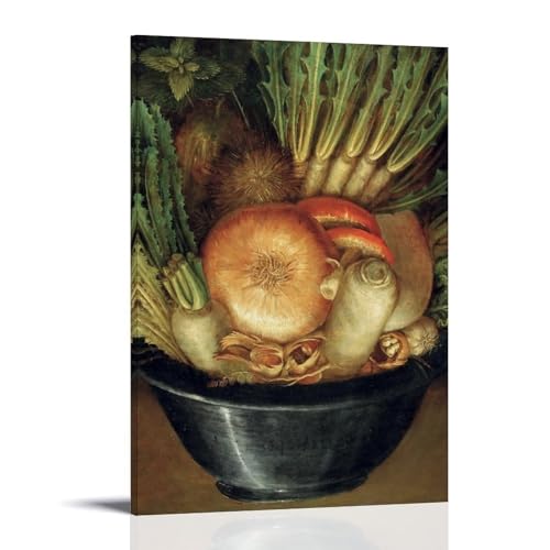 Affiche Arcimboldo Légumes dans Bol toile vintage en peinture murale rustique 50x75cm