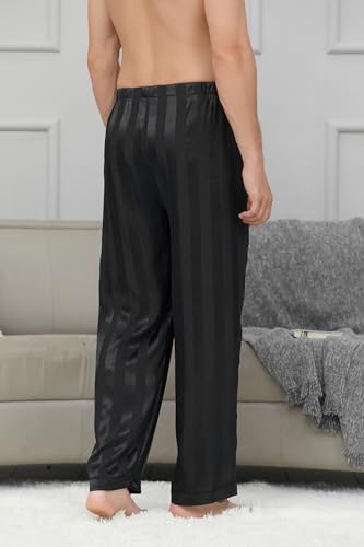 Cromoncent Men's Satin Silk Pajama Pants - Pocketed Soft Cozy Lounge Sleepwear with Elastic Waist S-XXL 6