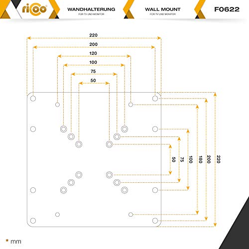 RICOO VESA Adapter Plate Bracket extension kit for VESA 75x75 up to 200x200 TV/Monitor 23-47 Inch F0622 for Wall-Mount Desk-mount or TV-Stand - Image 3