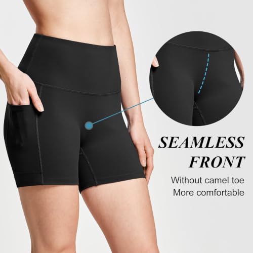 Image of baleaf Women's High Waist Biker Shorts with 3 Pockets