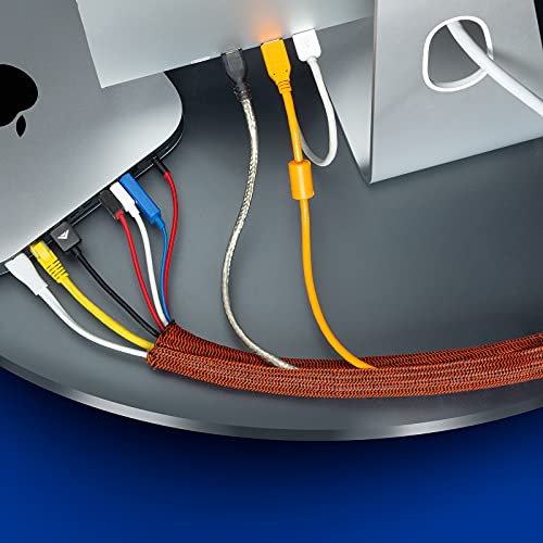 Maximm Cable Management Wire Loom 10ft 1/2 Inch Black and Orange Split Cord Protector 2 Pack miniatura 4