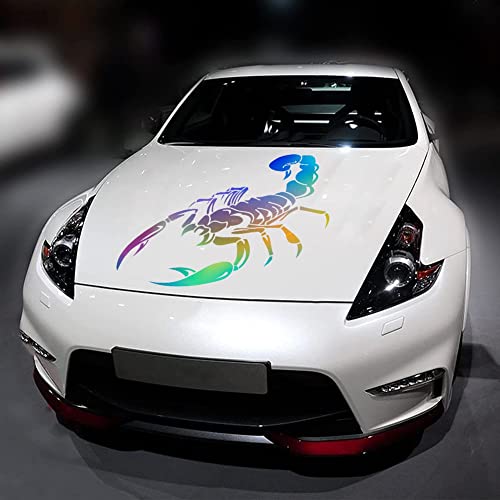 Scorpion Pattern Car Hood Sticker Animal Graphics Self-Adhesive Vinyl Decal Car Body Sticker 19.68'' X 18.89'', Holographic Laser #TOP3