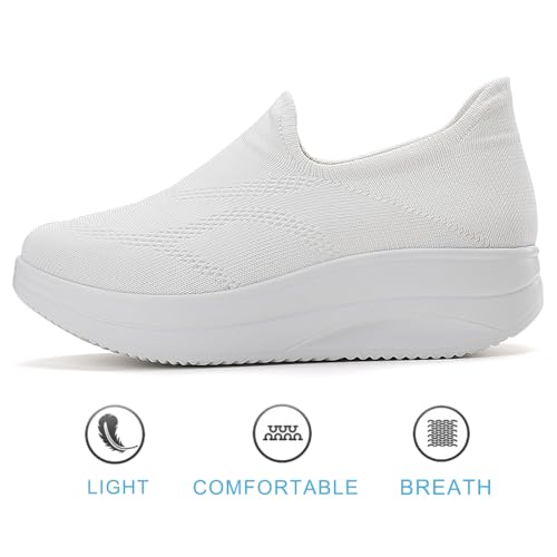 Image of RUIDENG Loafers for Women Comfortable | Women's Walking Shoes Everyday Working | 2 Inch Rocker Bottom