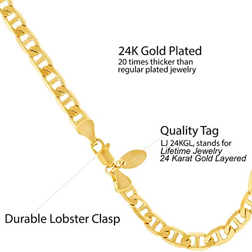 LIFETIME JEWELRY 6mm Mariner Link Chain Anklet for Women & Men 24k Gold Plated (11) - Image 4