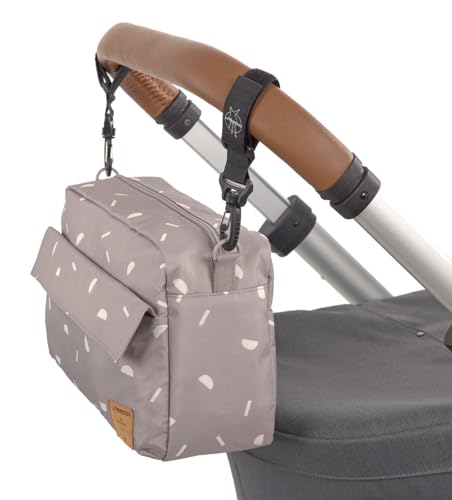 LÄSSIG Baby Kinderwagenorganizer Umhängetasche Kinderwagentasche inkl. Kinderwagenbefestigung/Casual Buggy Organizer Bag Blocks taupe