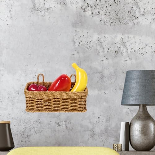 Cesta colgante de ratán que libera espacio en encimeras guardando fruta y pan 6