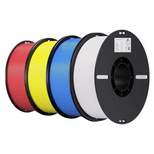 Image of Creality 3D Printer Filament 1.75mm 4KG, PLA Filament Bulk + /- 0.02mm, 4 Pack 1kg Spool(2.2lbs) 3D Printing Filament Fits for Most FDM 3D Printers, Red Yellow Blue White